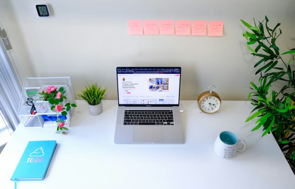 Home office workspace for tracking freelancer invoices and payments